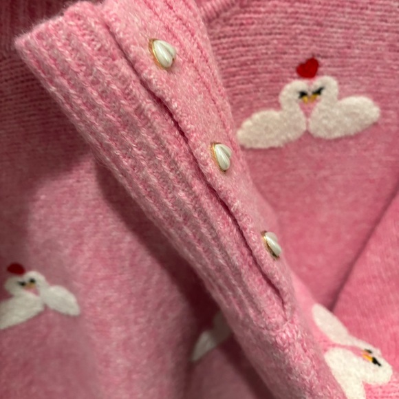 NWT Cupcakes & Cashmere Pink Swan Embroidered Sweater - S - Picture 7 of 8